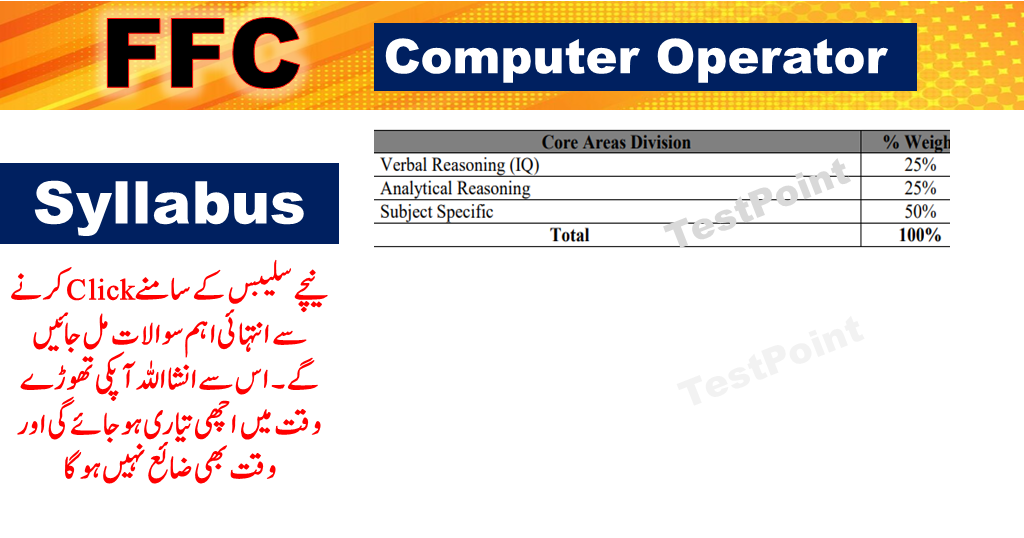 FFC Computer Operator Syllabus & Past Papers